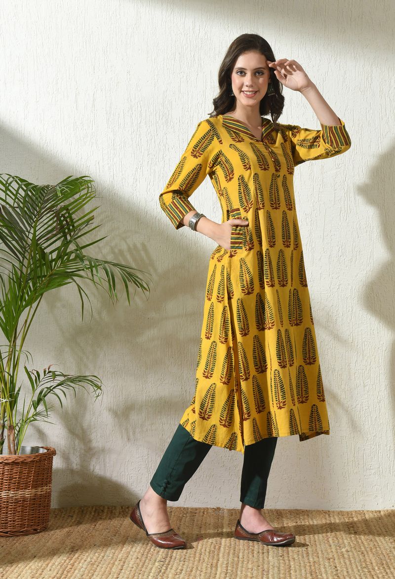 Ajrakh Natural Block Print Sleeveless Frock Kurti