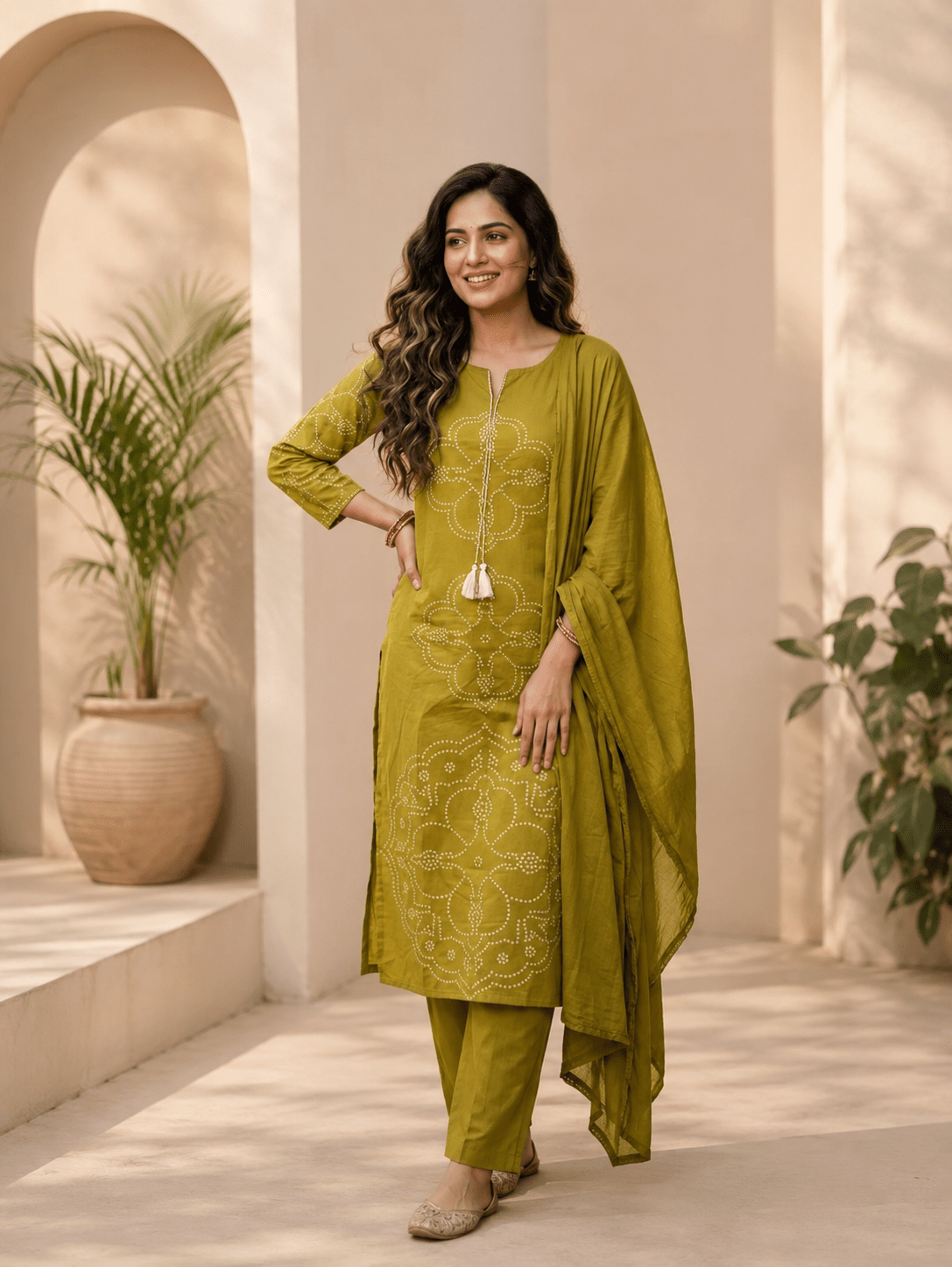 Ruby Red Mull Chanderi Embroidered 3-Piece Kurta Set - Image 4