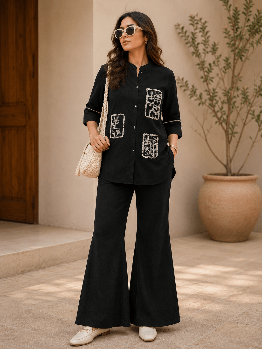 Linen Co-Ord Set with Patch Work - Image 5