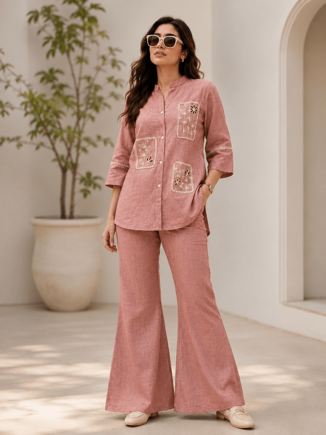 Linen Co-Ord Set with Patch Work - Image 6
