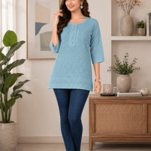 TUNIC HOUSE PRESENTS CHIKANKARI SEQUINCE SHORT TOP